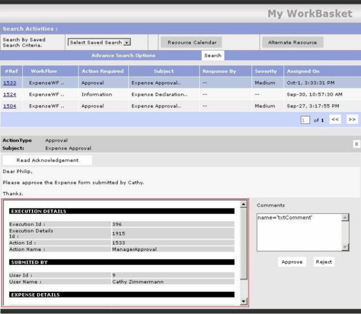 Activity List with Document View highlighted